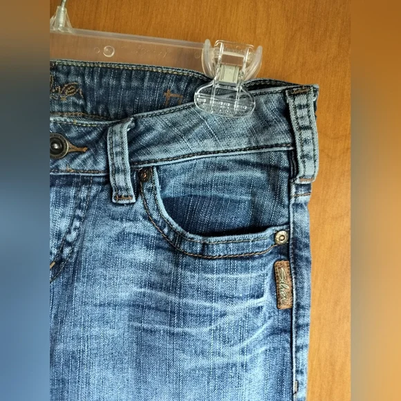 Y2K Low-rise Distressed Biker Silver Jeans Blue Vintage Wash Denim Women Size 29 - Picture 9 of 16